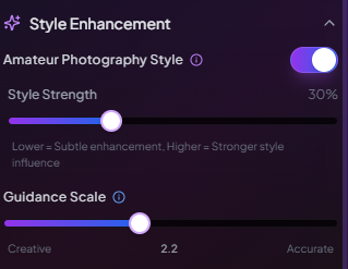 Guidance scale slider interface